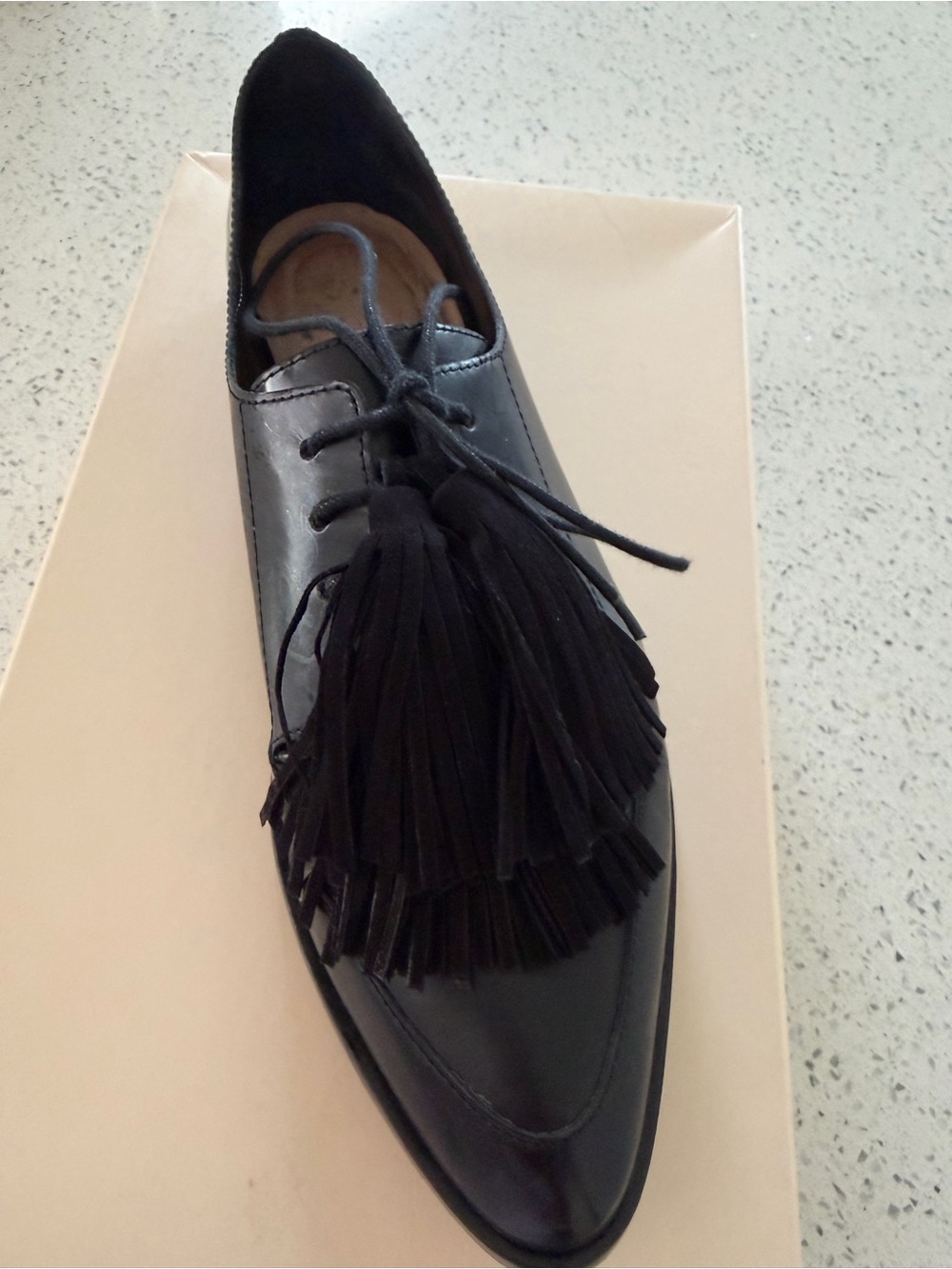 Loeffler Randall Black Leather Tassel Derby - Picture 2 of 4